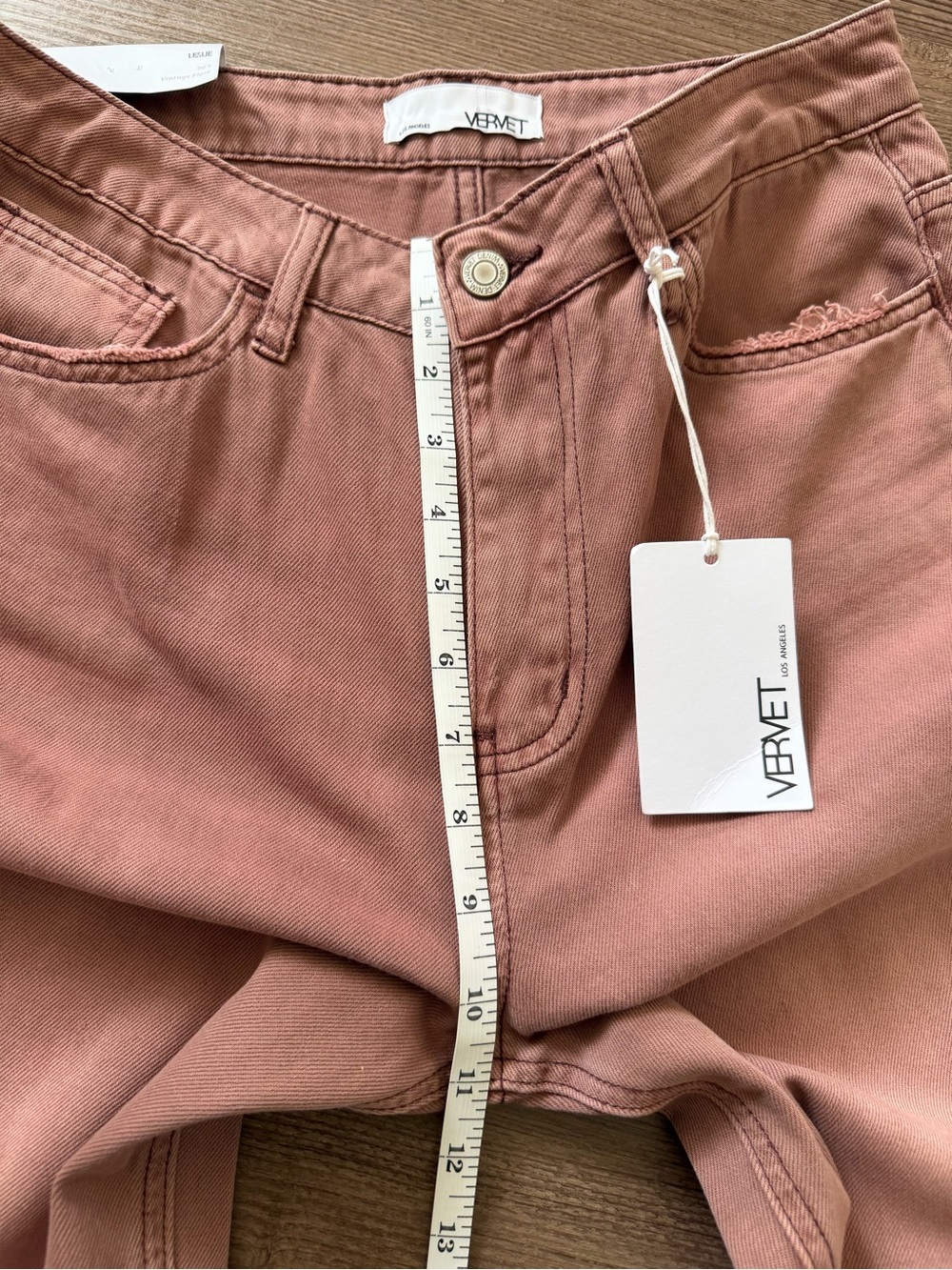 NWT Vervet Leslie 90s Vintage Flare Distressed Pink Wide Leg Jeans Size 26 - Picture 8 of 10